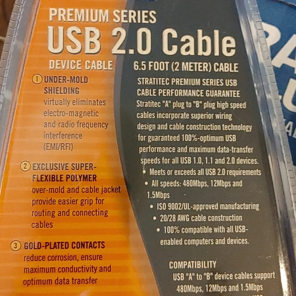 Lot Of 2 USB 2.0 high-speed cables, New